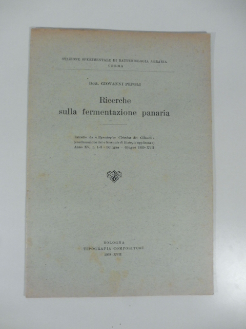 Ricerche sulla fermentazione panaria